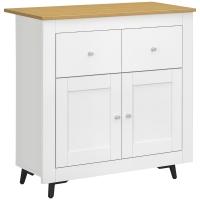 HOMCOM Aparador Compacto de Cocina Buffet Auxiliar de Comedor con Puertas y Cajones para Salón Entrada 78x35x80 cm Blanco