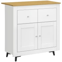 HOMCOM Aparador de Cocina Buffet Auxiliar de Comedor con Puertas Dobles y 2 Cajones para Salón Entrada 78x35x80 cm Blanco(m-10)