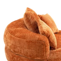 High Back Bean Bag Chair with Memory Foam Filling, Chenille Fabric, No Assembly Required, 108L x 108W x 52H cm, Orange(m-11)