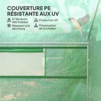 Outsunny Serre de jardin 4 x 3 x 2m avec portes enroulables et grandes fenêtres, serre tunnel de jardin, vert(m-5)