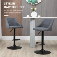 HOMCOM Adjustable Barstools Set of 2, Swivel Kitchen Chairs, Bar Stools with Tufted Back, Footrests for Counter and Dining Room(m-4)