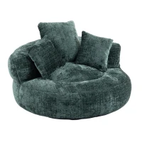 Lazy Sofa Bean Bag Chair with Memory Foam Filling, High Back and Three Pillows, Indoor and Outdoor Use, 108L x 108W x 52H cm, Green(m-14)