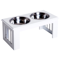 PawHut Raised Dog Feeding Station with Stainless Steel Bowls, Elevated Pet Feeder with Stand for Medium Dog 58.4L
