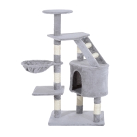 PawHut Cat Tree for Indoor Cats Kitten Scratching Post Scratch Scratcher Climb Activity Center Play House Pet Furniture 125cm (Grey)