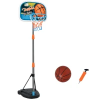 HOMCOM Set Canestro per Bambini Regolabile in Altezza, Palla da Basket, Base e Pompa Gonfiaggio Inclusi 32x65x126-158cm(m-1)