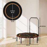 SPORTNOW Trampolino Fitness con Maniglione Regolabile, in Acciaio e Plastica, Arancione(m-3)