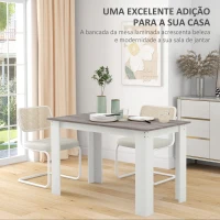 HOMCOM Mesa de Sala de Jantar para 4-6 Pessoas Estilo Moderno com Bancada de Melamina de Madeira Carga 50 kg 120x69x75 cm Cinza e Branco(m-4)