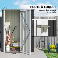 Outsunny Abri de jardin 1 m² - abri à outils - cabanon porte verrouillable - acier galvanisé gris foncé(m-5)