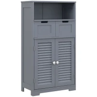kleankin Three-Part Bathroom Storage Unit, with Shelf, Drawers & Cupboard - Grey(m-1)