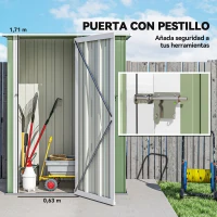 Outsunny Cobertizo Exterior 1,07m² 142x84x189 cm con Puerta y Orificios de Drenaje para Almacenamiento de Herramientas Verde(m-5)