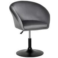 HOMCOM Dressing Table Chair, 360° Swivel Velvet-feel Upholstered Vanity Chair with Tub Seat, Back, Adjustable Height for Bedroom Makeup, Grey(m-10)
