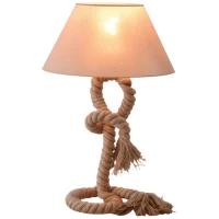 HOMCOM Table Lamp, Industrial Bedside Light Indispensable Nautical Twisted Rope Glow E27 for Bedroom, Living, Room Beige(m-6)