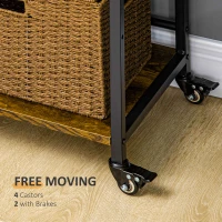 HOMCOM 3-Tier Printer Stand, Utility Cart, Rolling Trolley with Adjustable Shelves with Lockable Wheels for Home Office, Rustic Brown(m-7)