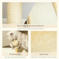 PawHut Cat Tree Scratching Scratcher Post Kitten Activity Centre Climber Hanging Ball Beige(m-5)