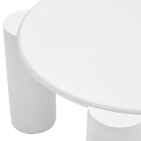Modern Centre Table with Sturdy Support and Easy Assembly, Round Coffee Table, Smooth Rounded Edges, 70L x 70W x 39.5H cm, White(m-8)