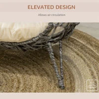 PawHut Rattan Elevated Cat House Kitten Bed Pet Furniture w/ Cushion Grey(m-7)