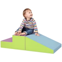 HOMCOM 2 Piece Soft Play Set for Toddler Climb and Crawl, for 12-36 Months, Blue(m-10)