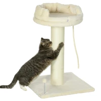 PawHut Cat Tree, with Sisal Wrapped Scratching Post - Cream(m-1)