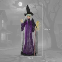 Outsunny 6ft Animated Witch Decoration, with Sound - Purple/White(m-3)