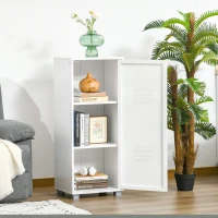 HOMCOM Vertical File Cabinet, Mobile Filing Cabinet with 3-Tier Cabinet and Metal Louvred Door for Home Office, White(m-7)