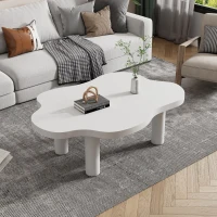 Cloud Shaped Coffee Table with Robust Construction, Modern Design with Rounded Corners, Easy Assembly, 100.5L x 69.5W x 41.5H cm, White(m-7)