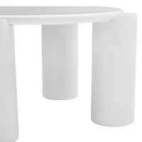 Modern Centre Table with Sturdy Support and Easy Assembly, Round Coffee Table, Smooth Rounded Edges, 70L x 70W x 39.5H cm, White(m-9)