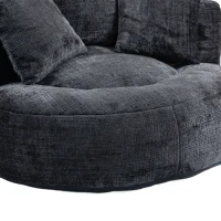 Lazy Sofa Bean Bag Chair with Memory Foam Filling and Chenille Fabric, High Back Design with Three Pillows, 108L x 108W x 52H cm, Black(m-12)