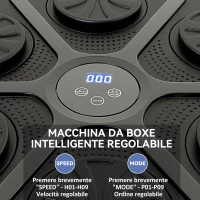 SPORTNOW Boxing Machine Musicale a Parete con 9 Velocità, Connessione Bluetooth e Guanti, 41.8x44.6x7.5 cm, Nero e Blu(m-4)