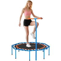 SPORTNOW Fitness-Trampoline, Trainings-Trampoline met verstelbare handgreep, stabiel en stil, voor binnen, Staal, Blauw(m-11)