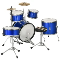 AIYAPLAY 11-Piece Kids Drum Kits w/ Stool, Drumsticks, Pedal, Cymbals, for 3-6 Years, Blue(m-10)