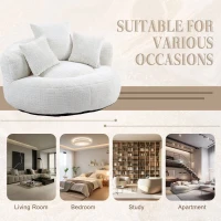 Lazy Sofa Bean Bag Chair with Memory Foam and Chenille Fabric, High Back Design with Three Pillows, 108L x 108W x 52H cm, Beige(m-8)