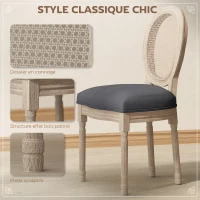 HOMCOM Lot de 2 chaises de Salle à Manger - Chaise de Salon médaillon Style Louis XVI - Bois Massif sculpté, patiné(m-4)
