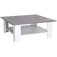 HOMCOM Mesa de Centro Mesita Café de 2 Niveles Mesa Multifuncional para Salón Dormitorio Estilo Contemporáneo Tablero de Partículas Fuerte y Durable Fácil de Limpiar 80x80x31.5cm(m-1)