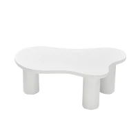 Cloud-Shaped Coffee Table with Cloud-Shaped Design, Modern Living Room Table with MDF Top and PVC Legs, 107L x 66W x 40.5H cm, White(m-10)