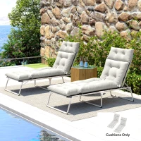 Outsunny Set of Two 190 x 56cm Sun Lounger Cushions - Light Grey(m-2)