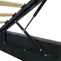 Double Upholstered Bed Frame with Hydraulic Storage, LED Lighting, USB and Type-C Charging Station, 210L x 141W x 110H cm, Grey(m-9)