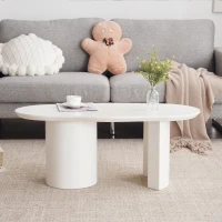 Modern Cloud-Shaped Coffee Table with MDF and PVC Construction, Spacious and Versatile, Easy Assembly, 100L x 50W x 40.5H cm, White(m-10)