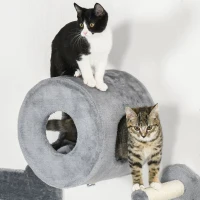 PawHut 4PCs Wall-Mounted Cat Tree, with Steps, Perch, Cat House - Grey(m-8)