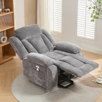Electric Power Lift Recliner Chair with Massage and Heat, USB Ports and Storage Pocket, Easy Assembly and Support, 95L x 94W x 107H cm, Grey(m-12)