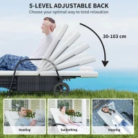 Outsunny 2 Seater Rattan Sun Lounger Set with Side Table Black(m-6)