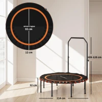 SPORTNOW Trampoline de fitness avec rampe ajustable, trampoline sportif pour l'intérieur et l'extérieur, acier, plastique, orange(m-3)