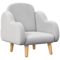ZONEKIZ Kids Armchair Toddler Sofa Children Chair with Arm Rest, Wooden Frame, Velvet, PP Legs, Cloud Shape, for Ages 1.5-3 Years - Grey(m-10)