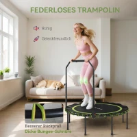 SPORTNOW Fitness-Trampolin met verstelbare leuning, Sport-Trampoline voor binnen en buiten, Staal, Kunststof, Groen(m-5)