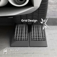 HOMCOM Pair of 2 Low Entrance Plastic Curb Ramps Anti-Slip Surface 3 Ton Capacity Garage Workshop Cars SUVs Small Vans(m-5)