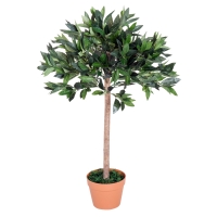 Outsunny 3ft  Artificial Laurel Tree Indoor Plant Greenary for Home Potted in An Orange Pot