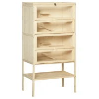 PawHut Hamsterkäfig aus Holz 5 Etagen Nagarium Nagerkäfig Kleintierkäfig mit Gitterdach Rampen, Holzkäfig Mäusekäfig groß Käfig für Hamster Zwerghamster 60 x 40 x 120 cm Naturholz(m-1)