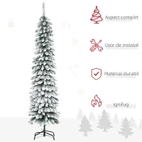 HOMCOM Pom de Crăciun Înzăpezit în 2 Secțiuni cu 395 de Ramuri din Metal și Plastic, 46x46x180cm, Verde(m-4)