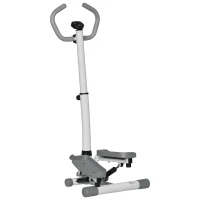 HOMCOM Twist Stepper, Height Adjustable Aerobic Ab Exercise Fitness Workout Machine with LCD Screen, for Home Gym, White(m-8)