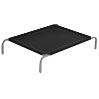 PawHut Cama Elevada para Perros 110x75x20 cm con Marco de Acero para Interior Exterior Negro(m-1)