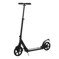 HOMCOM Folding Kick Scooter, Adjustable Ride On Scooter with 200mm Big Wheels and Double Shock Absorption, Urban Scooter for 14+ Teens Adult, Black(m-10)